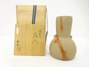 備前焼　畝尾典秀造　緋襷　花入